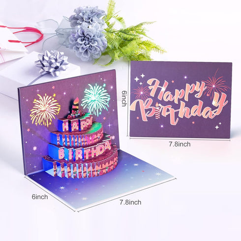 3D Pop Up Birthday Gift Card with Light and Music